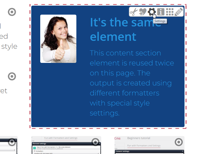 Open Element Settings (c) CC BY-NC-SA / Alkacon Software - http://alkacon.com Open Element Settings